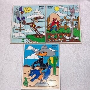 Vintage 80’s playskool Warner bros. Wile e coyote, bugs bunny, daffy, Yosemite